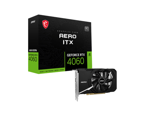 MSI VGA GEFORCE RTX 4060, RTX 4060 AERO ITX 8G OC, 8GB GDDR6, DP*3/HDMI, ATX, FAN, OC RTX 4060 AERO ITX 8G OC