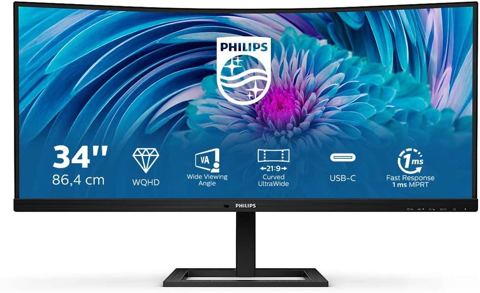 PHILIPS MONITOR CURVO 34 LED VA 21:9 3440x1440 1MS 350 CDM, USB-C, ALTEZZA, DP/HDMI, MULTIMEDIALE 346E2CUAE