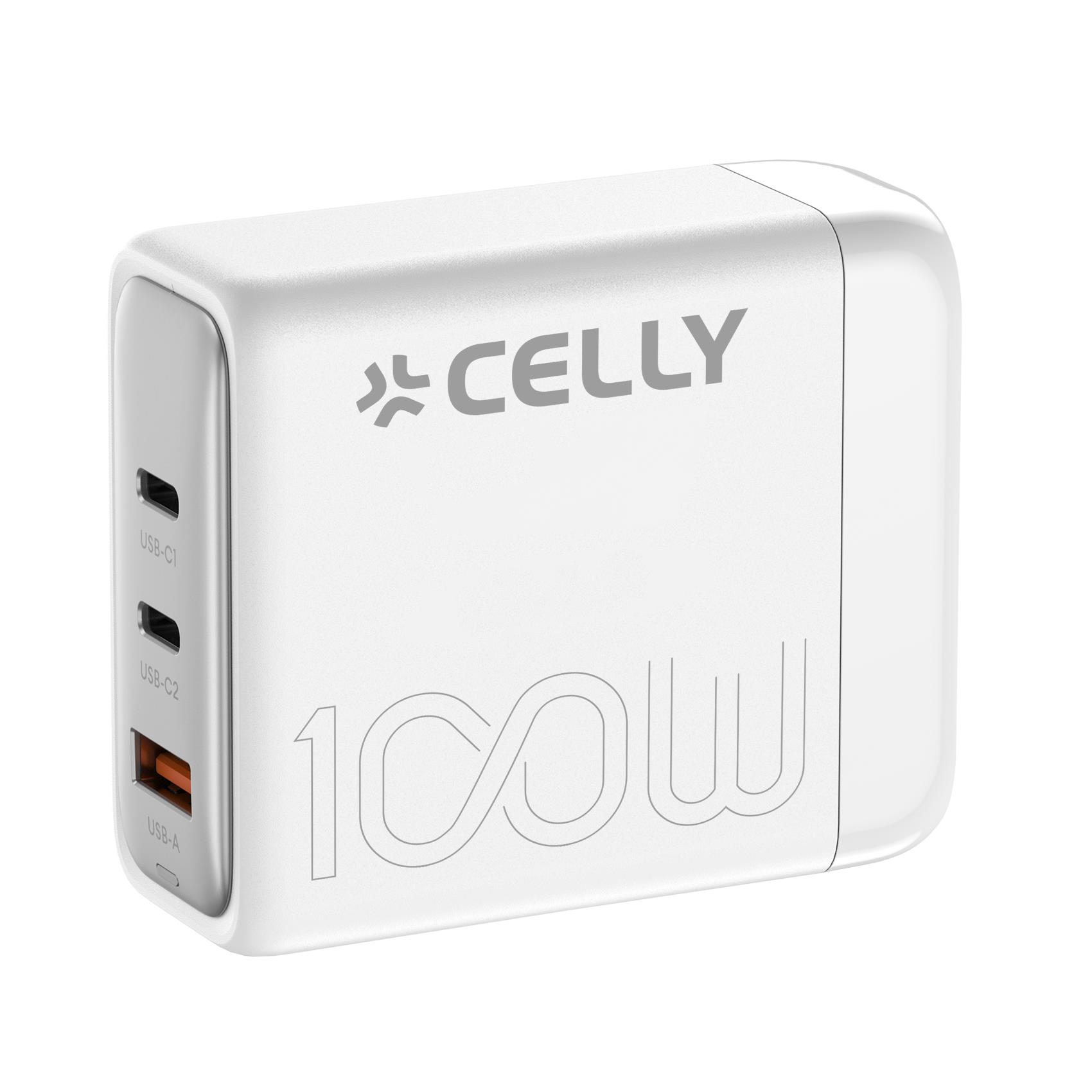 CELLY POWERSTATION 2USB-C+USB-A 100W GAN PS3GAN100WWH