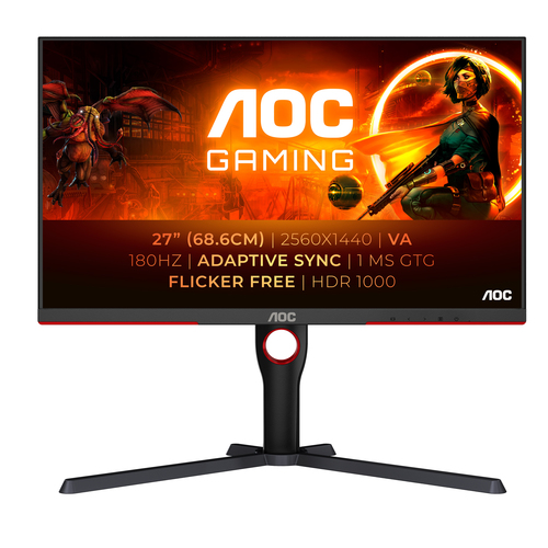 AOC MONITOR 27 LED VA 16:9 5MS 700CDM 180 HZ PIVOT HDMI/DP Q27G3XMN/BK