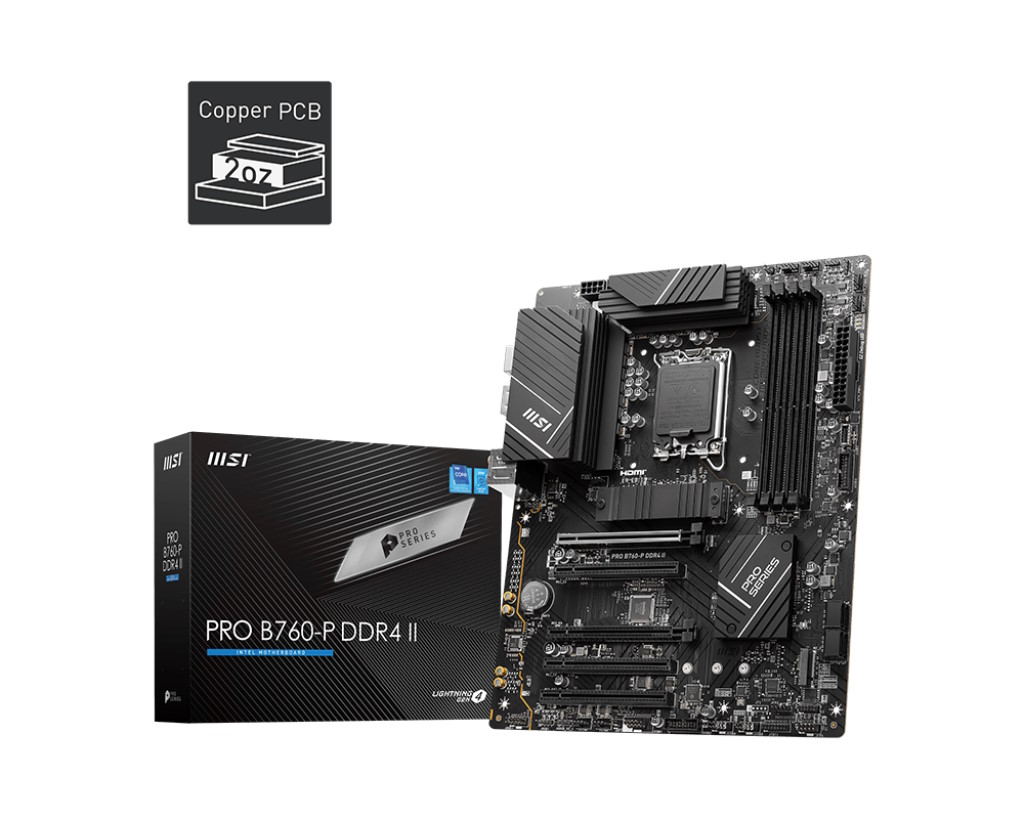 MSI MB B760, B760-P PRO, LGA1700,4DDR4,5PCI-EX16,M.2(1*KEY E+2*KEY M),4SATA3,1USB3.2 PRO B760-P DDR4 II