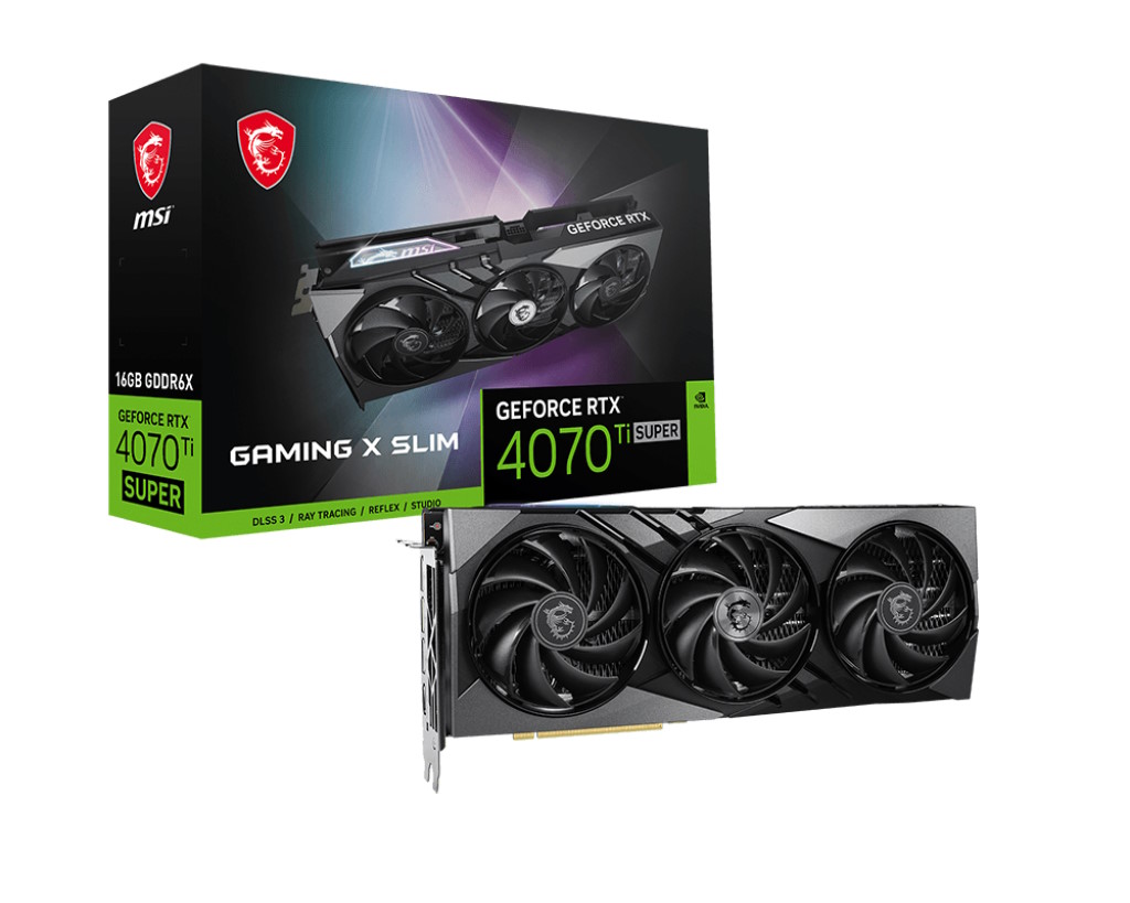 MSI VGA GEFORCE RTX 4070 TI SUPER, RTX 4070 Ti SUPER 16G GAMING X SLIM, 16GB GDDR6X, DP*3/HDMI, ATX, RTX 4070 Ti SUPER 16G GAMING X SLIM