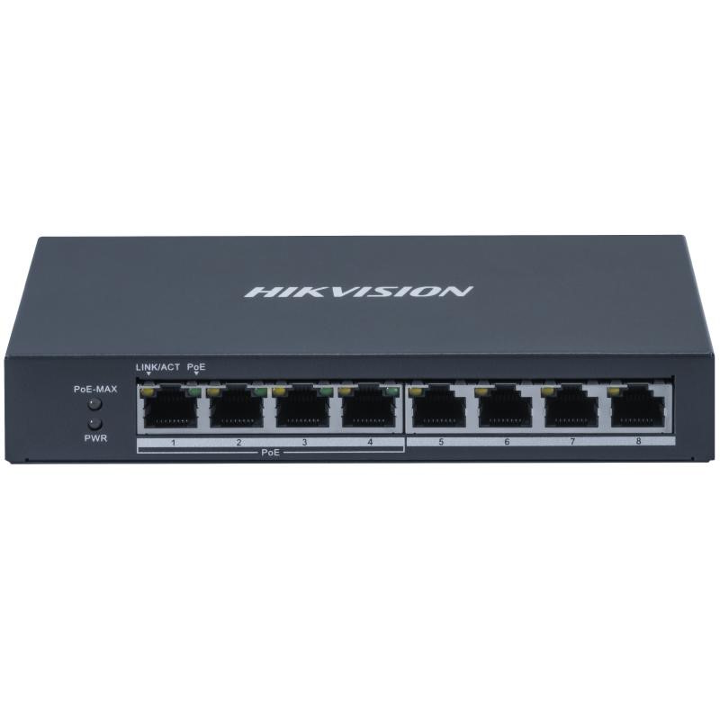 HIKVISION SWITCH 4 GIGABIT POE PORTS, 4 GIGABIT RJ45, 802.3AF/AT, POE POWER BUDGET 60W DS-3E0508P-O