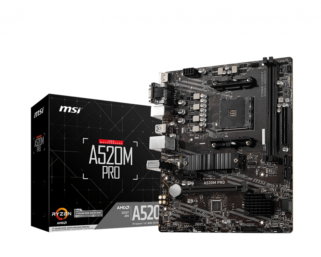 MSI MB AMD A520, A520M PRO, AM4, 2DDR4, 1PCI-Ex16, 1M2, 4SATA3, 6USB3 A520M PRO