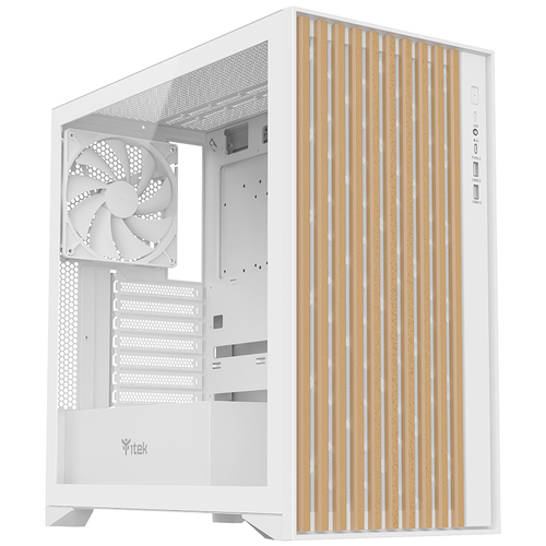 ITEK CASE WOODY, GAMING TOWER, ATX, 3X12CM BLACK FAN, 2XUSB3, TYPE-C, WOOD FRONT, TEMP GLASS SIDE P ITGCAWO28W