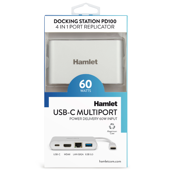 HAMLET DOCKING USB-C TO HDMI+LAN+USB 3.0 HDKC-PD100