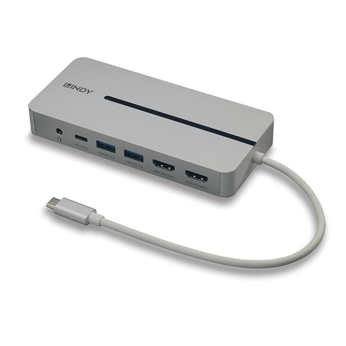 LINDY DST-Mx DUO, MINI DOCKING STATION PER LAPTOP/MACBOOK USB-C CON SUPPORTO 4K SU DOPPIO DISPLAY E 43360