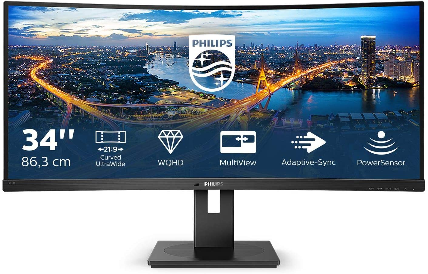 PHILIPS MONITOR CURVO 34 LED VA 21:9 3440X1440 5MS 300 CDM, DP/HDMI, ALTEZZA, MULTIMEDIALE 345B1C/00