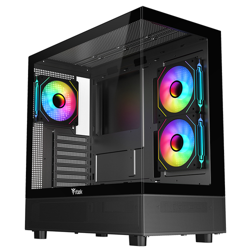 ITEK CASE SHOWBUI 42B, GAMING TOWER, ATX, 3X12CM ARGB FAN, 2XUSB3, TYPE-C, SIDE FRONT PANEL TEMP G ITGCASB42B