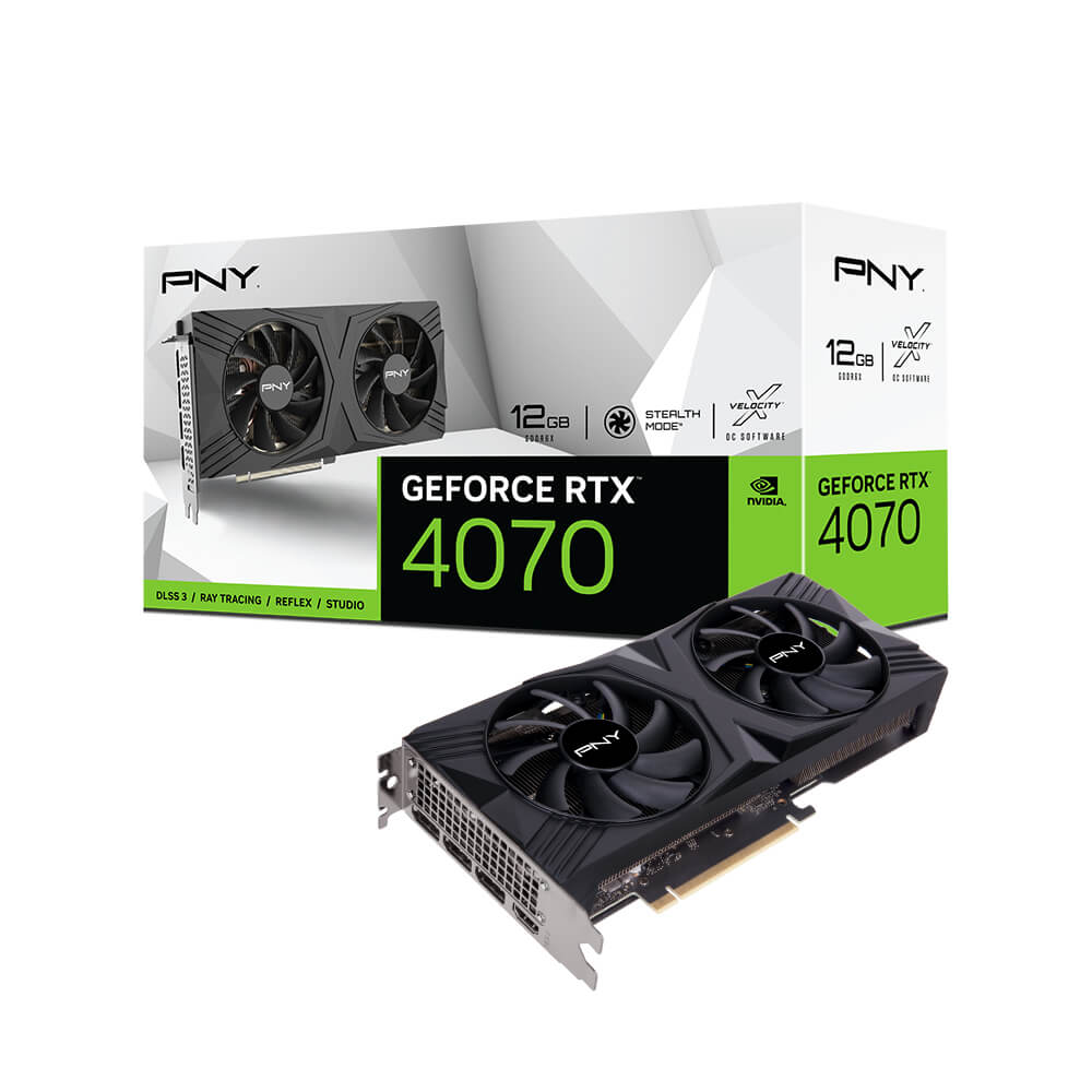 PNY VGA GEFORCE RTX 4070, RTX 4070 12GB VERTO, DUAL FAN EDITION, DLSS 3 VCG407012DFXPB1