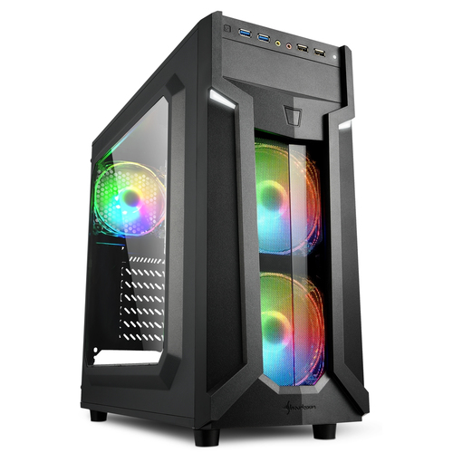 SHARKOON CASE VG6-W RGB, ATX, 2XUSB2, 2XUSB3, 6 SLOTS, 2X120 LED FRONT 1X120 REAR, WINDOW ACRILIC, RGB COLOR VG6-W RGB