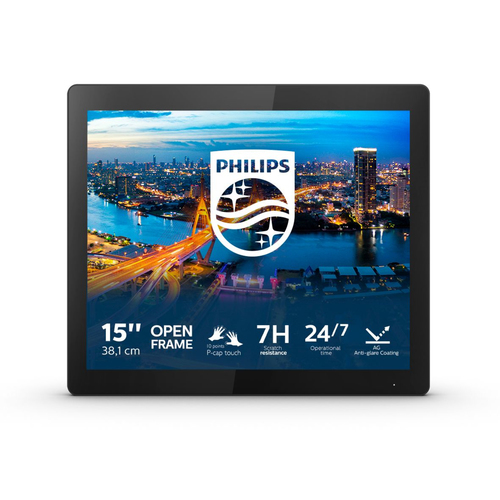 PHILIPS MONITOR OPEN FRAME 15,6 4:3 1024x768 450 CDM, IP65, 10 TOUCH, VGA/DP/DVI/HDMI, MULTIMEDIALE 152B1TFL