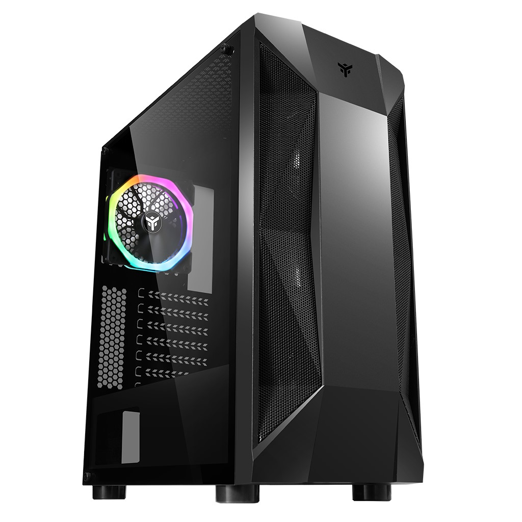 ITEK CASE THE ROCK EVO - GAMING MIDDLE TOWER, USB3, 12CM ARGB FAN, SIDE PANEL TEMP GLASS ITGCATRK40E