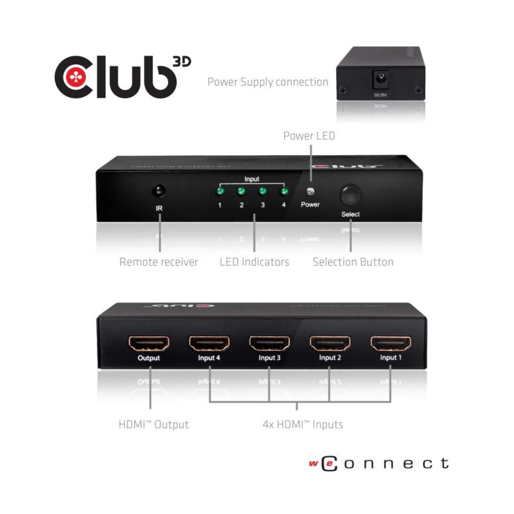 CLUB3D HDMI 4K60HZ 2.0 UHD SWITCHBOX 4P. CSV-1370