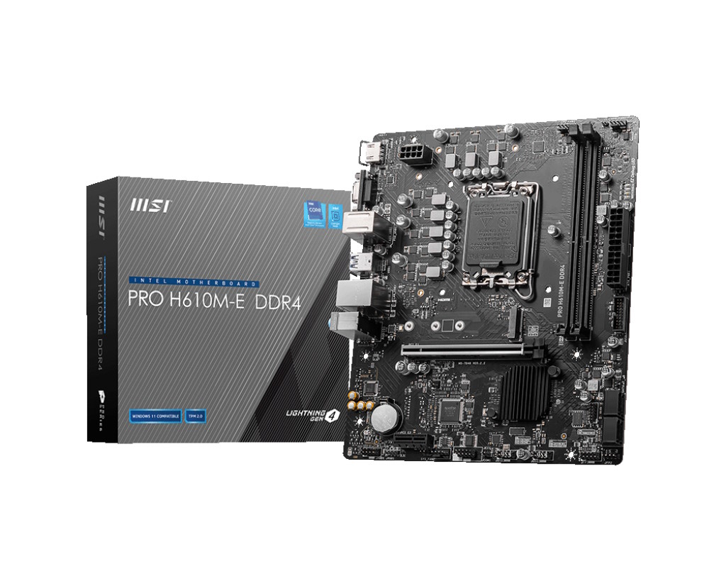 MSI MB H610, PRO H610M-E DDR5, LGA 1700, 2DD54, 1PCI-EX16,1PCI-EX1,1M.2 GEN4,4SATA3.0,4USB3.2GEN1,8U PRO H610M-E