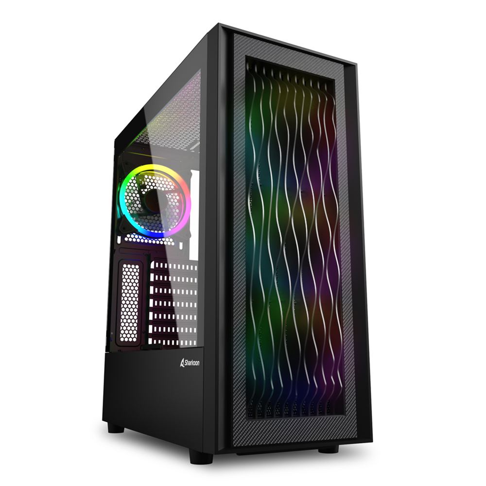 SHARKOON CASE RGB WAVE, ATX, ADDRESSABLE, 7 SLOT EXPANSION, 1 USB-C, 2 USB 3.0 RGB WAVE