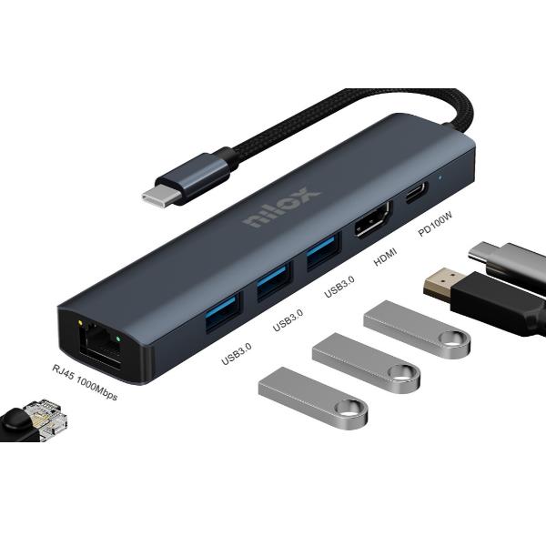 NILOX DOCK USB-C 6 IN 1 NXDSUSBC06