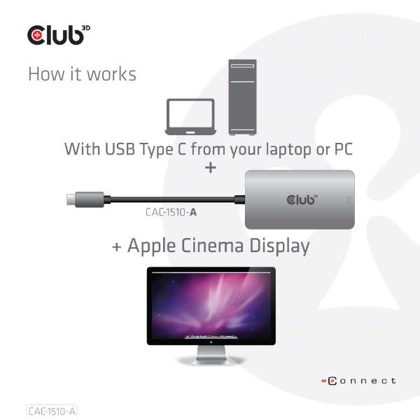 CLUB3D USB-C TO DVI-D DUAL LINK SUPPORT CAC-1510-A