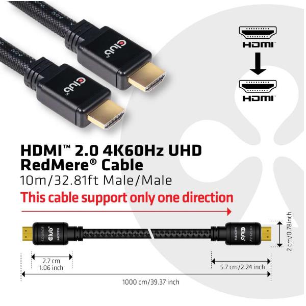 CLUB3D HDMI 2.0 M TO HDMI HS 2.0 M 10M CAC-2313