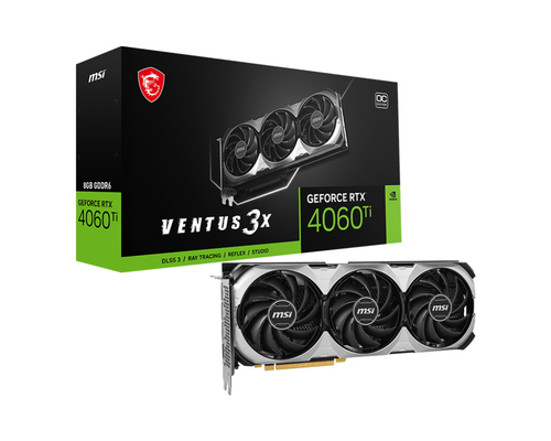 MSI VGA GEFORCE RTX 4060 TI, RTX 4060 TI VENTUS 3X E 8G OC, 8GB GDDR6, DP*3/HDMI, ATX, TRIPLE FAN, OC RTX 4060 TI VENTUS 3X E 8G OC