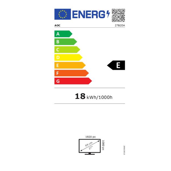 Aoc 27 16:9 1920X1080 75HZ IPS 250CD/M2 4MS SPEAKER 27B2DA
