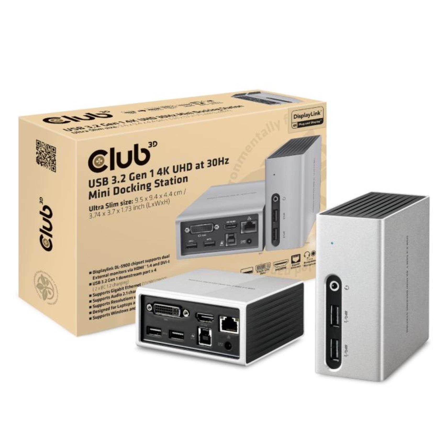 CLUB3D USB-A 3.1 4K UHD MINI DOCKING STAT. CSV-3104D