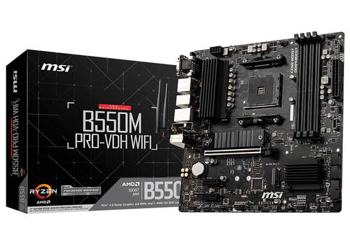 MSI MB AMD B550, B550M PRO-VDH WIFI, AM4, 4DDR4, 1PCI-Ex16, 2PCI-Ex1, 2M2, 4SATA3 MATX B550M PRO-VDH WIFI