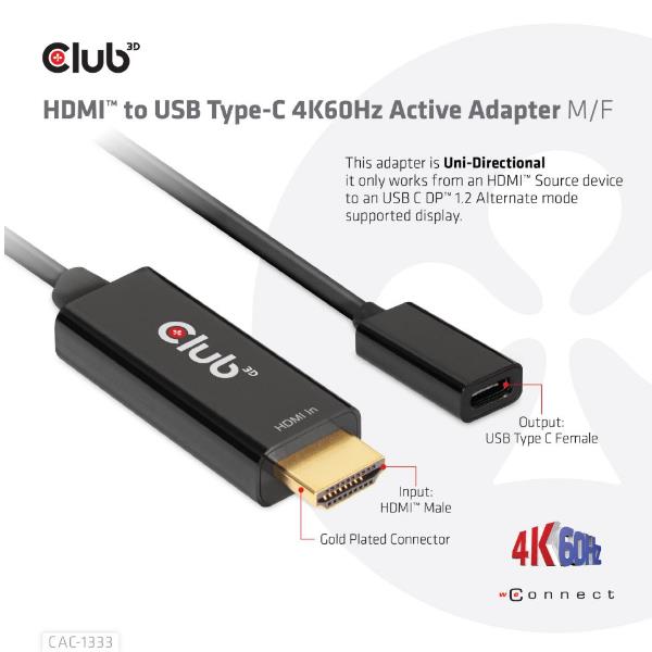 CLUB3D HDMI 2.0 TO USB-C 4K ADAPTER M/F CAC-1333