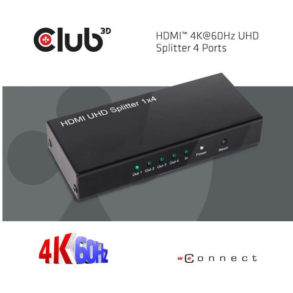 CLUB3D HDMI 4K60HZ 2.0 UHD SPLITTER 4P. CSV-1380