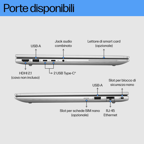 HP ProBook 440 G11 Intel Core Ultra 5 125U Computer portatile 35,6 cm (14") WUXGA 8 GB DDR5-SDRAM 256 GB SSD Wi-Fi 6E (802.11ax) Windows 11 Pro AI PC Argento