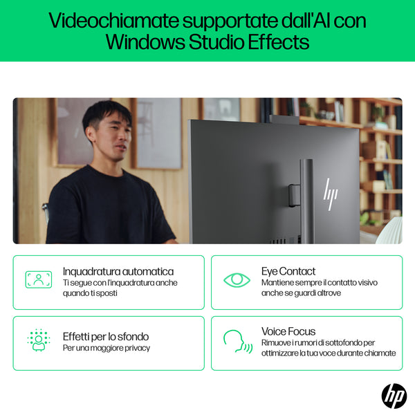 HP OmniStudio X 32-c0007nl Intel Core Ultra 7 155H 80 cm (31.5") 3840 x 2160 Pixel PC All-in-one 16 GB DDR5-SDRAM 1 TB SSD NVIDIA GeForce RTX 4050 Windows 11 Home Wi-Fi 6E (802.11ax) AI PC Argento