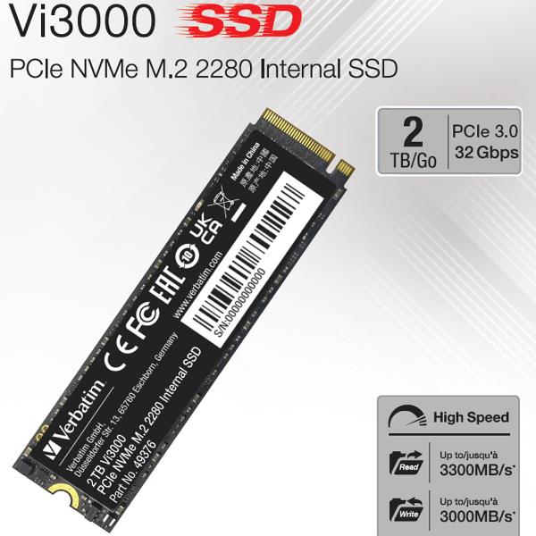 Verbatim VERBATIM VI3000 PCIE NVME M.2 SSD 2TB 49376