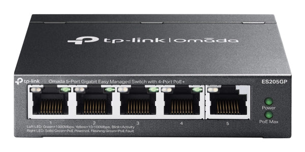 TP-Link Omada ES205G Gestito Gigabit Ethernet (10/100/1000) Supporto Power over Ethernet (PoE) Nero