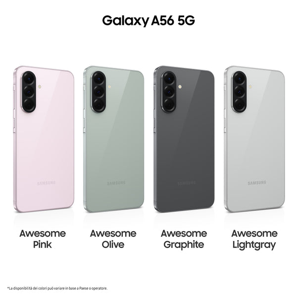 Samsung Galaxy A56 5G, Smartphone con Funzioni intelligenti, Display Super AMOLED 6.7”, 8GB RAM, 128GB, Camera 50MP, Batteria 5.000 mAh, IP67, Awesome Pink