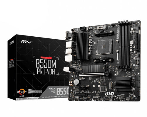 MSI MB AMD B550M PRO-VDH, B550 ,AM4,4DDR4,1PCI-EX16, 2PCI-EX1, 2M.2, 4SATA3,7USB3.2 GEN1, 6USB B550M PRO-VDH