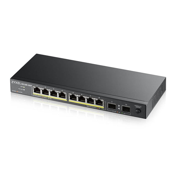 ZYXEL SWITCH UNMANAGED, 8XGB POE EROG.FINO 120W, 2X SFP GIGABIT,SENZA VENTOLE, DESKTOP GS1100-10HP-EU0102F