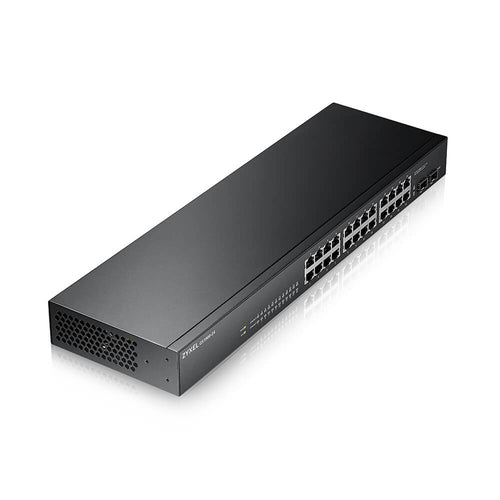 ZYXEL SWITCH MANAGED 24 PORTE GIGABIT + 2 PORTE SFP GIGABIT, SUPPORTO IPV6, VLAN, DESIGN SENZA VENTO GS1900-24-EU0102F