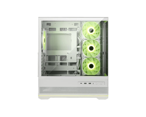 MSI CASE BIANCO, 2 USB, 1 TYPE-C, 3X120MM ARGB REVERSE BLADE FAN, 1X120MM ARGB FAN, ARGB+PWM CONTROL MAG PANO 110R PZ WHITE