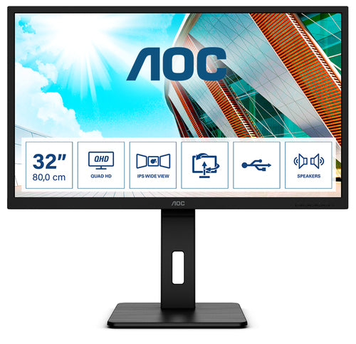 AOC MONITOR 31,5 LED IPS 16:9 2K QHD 250 CDM, USB-C, DP/HDMI, PIVOT, MULTIMEDIALE Q32P2