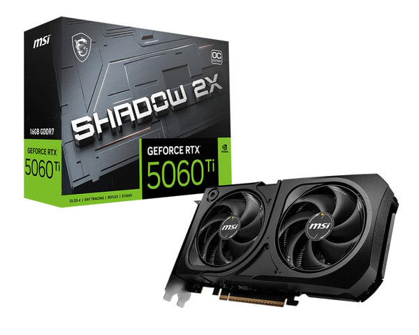 MSI VGA GEFORCE RTX 5060 TI, RTX 5060 TI 16G SHADOW 2X OC, 16GB GDDR7, HDMI/DP*3, ATX, DUAL FAN, BUL RTX 5060 Ti 16G SHADOW 2X OC