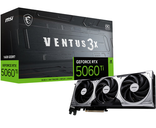 MSI VGA GEFORCE RTX 5060 TI, RTX 5060 Ti 16G VENTUS 3X OC, 16GB GDDR7, HDMI/DP*3. ATX, TRIPLE FAN ,O RTX 5060 Ti 16G VENTUS 3X OC