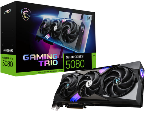 MSI VGA GEFORCE RTX 5080, RTX 5080 16G GAMING TRIO OC, 16GB GDDR7, HDMI/DP*3, ATX, DLSS 4 RTX 5080 16G GAMING TRIO OC