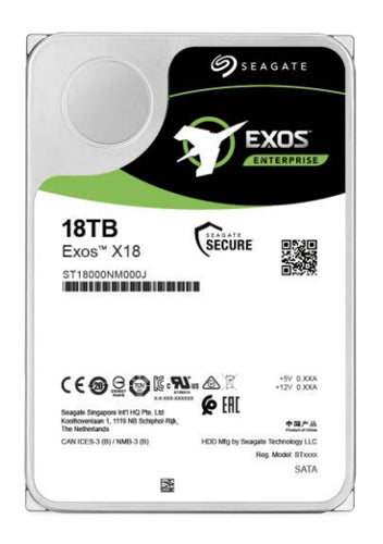 SEAGATE HDD INTERNO 3,5 EXOX 18TB SAS IPERSCALE SATA6 7200RPM 256Mb CACHE ST18000NM000J