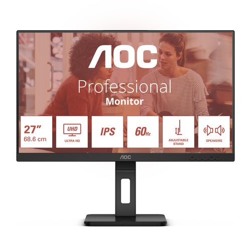 AOC MONITOR 27 LED IPS 4K UHD 16:9 4MS 350 CDM, PIVOT, DP/HDMI, MULTIMEDIALE U27E3UF