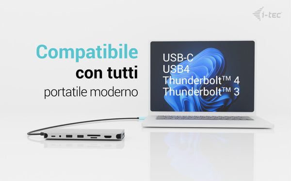 i-tec Metal USB-C Nano 3x Display Dock, 2x HDMI 1x USB-C video with Power Delivery 140W + Universal Charger 140 W