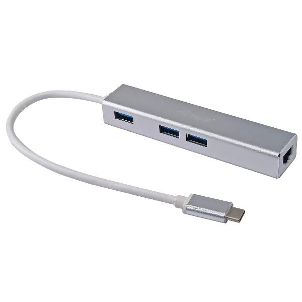 Equip Hub da USB-C a 3 porte USB 3.0 con adattatore Gigabit
