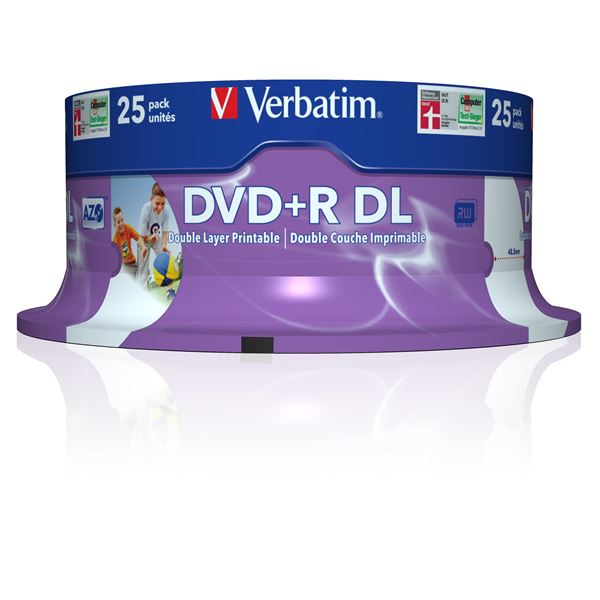 VERBATIM SPINDLE 25 DVD+R D.LAYER 8.5GB 8X 43667/25