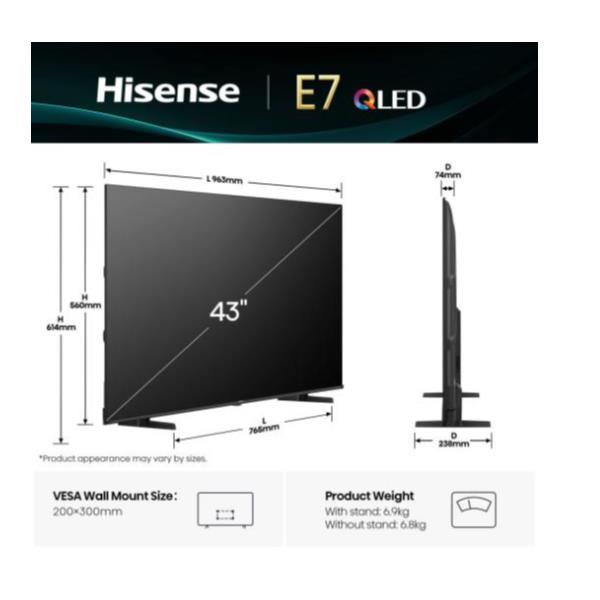 HISENSE 43 E79Q QLED 4K UHD SMART VIDAA U9 43E79Q