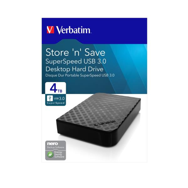 VERBATIM HARD DISK ESTERNO-4 TB-3.5 USB 3.0 47685