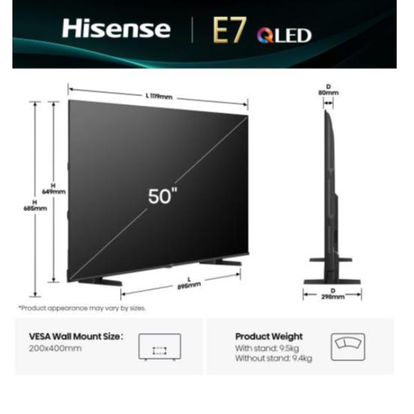 HISENSE 50 E79Q QLED 4K UHD SMART VIDAA 50E79Q